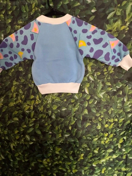 Cute Bunny Graphic Pullover Sweatshirt for Kids - Light Blue & Purple - Picture 2 of 3